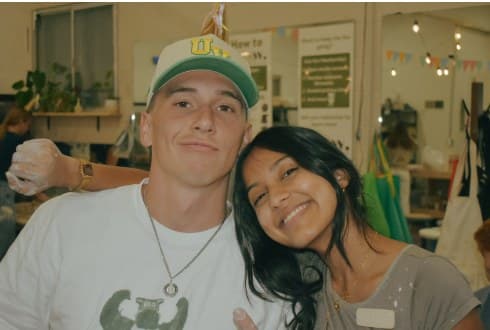 Two students in the studio