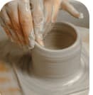 Centring clay on the wheel